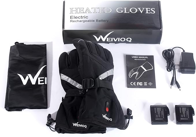 Heated Gloves for Men Women 7.4V 3003mAh Battery Thick Rechargeable Heated Ski Gloves Touchscreen Waterproof Electric Hand Warmers for Winter Skiing Hiking Camping