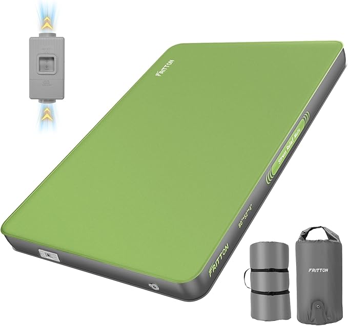 Self Inflating Sleeping Pad with Built-in Electric Pump, 4" Ultra Thick Memory Foam Double Camping Mattress, Fast Deflating Camping Sleeping Pad, 4 Season Insulated Sleeping Pad for Camping, Tent, Car