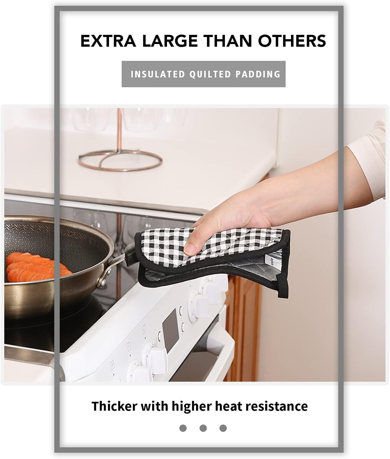 Joyhalo 4 Pack Pot Holders for Kitchen,Cotton Oven Holder with Great Heat Resistance,Non Slip Hot Pads for Kitchen Clearance,Black Buffalo Plaid