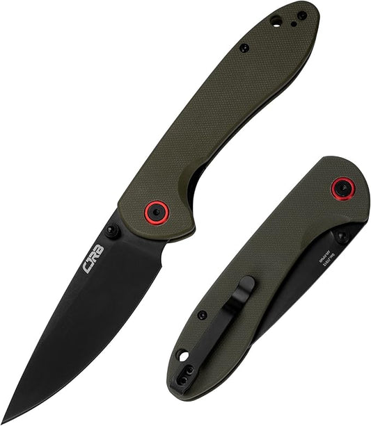 CJRB CUTLERY Folding Knife Feldspar(J1912) AR-RPM9 Powder Steel Black PVD Blade G10 Handle Pocket Knife EDC Knife,Army Green Handle