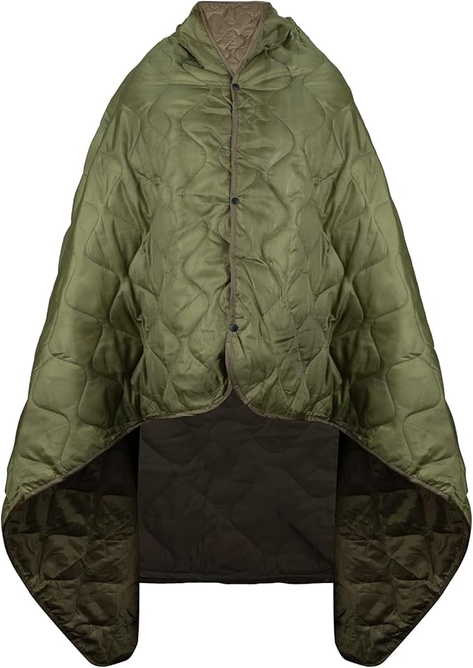 Military Poncho Liner 55”x 79” Camping Blanket Woobie Compact Waterproof for Travel Stadium Outdoor Camping