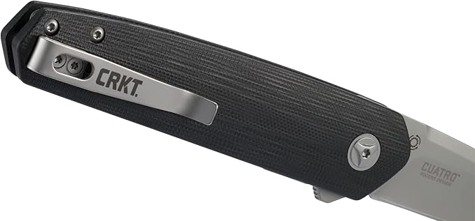 CRKT Cuatro Folding Carry Knife: Plain Edge Folder with Liner Lock - Everyday Carry Folded Knife with IKBS Ball Bearing Pivot System and G10 Handle 7090