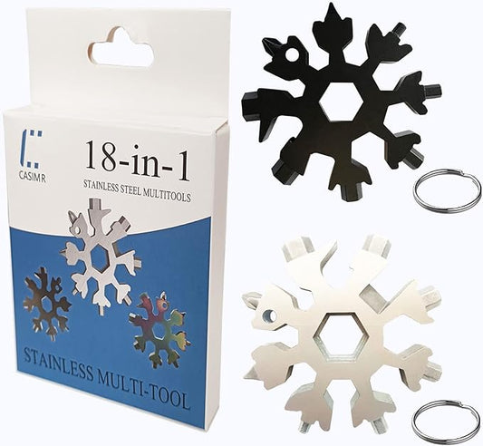 Stocking Stuffers Gifts for Men, 2-Pack Snowflake Multi-Tool 18-in-1, Screwdriver, Bottle opener, Outdoor Wrench Multi-tool, Best Gifts for Husband Men Boyfriend Boys