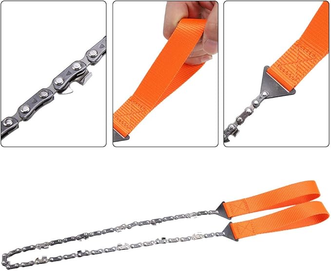 Mini Chainsaw,Pocket Chainsaw,Pocket Chain Saw for Camping Essentials Folding Saw Chain Survival Saw Backpacking Rope Chain Saw Handheld Survival Chain Saw Chainsaw with Bag Camping Hiking Tool