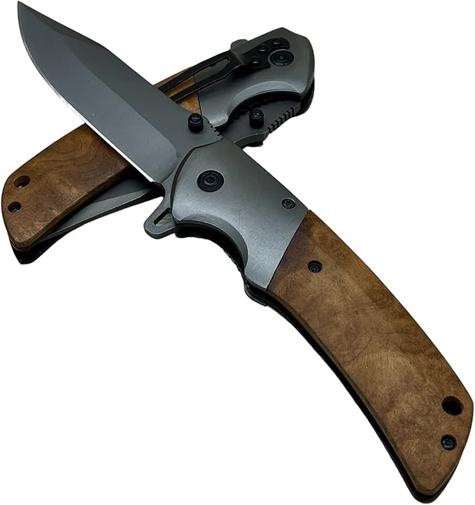 Spring Assisted Pocket Knife, Olive Handle Folding Knife, Gentlemen's Pocket Knife, Knives for Men