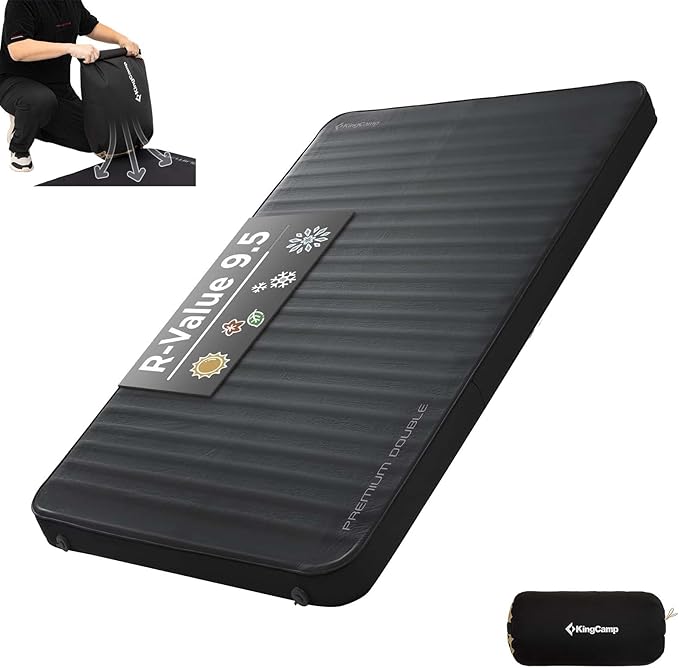 KingCamp Self Inflating Sleeping Pad for Camping Ultra Thick Double Single Foam Mattress High R Value Camping Air Pad Mat, Multi Colors & Sizes