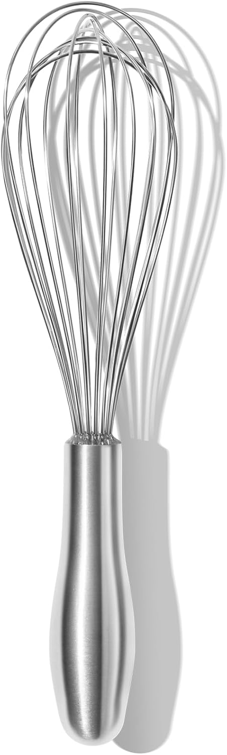 18/10 Stainless Steel Whisk, Ergonomic Handle, Dishwasher Safe Metal whisk, Professional Whisk for Kitchen Cooking, Perfect for Blending, Whisking, Baking, and Beating, 10-Inch Wire Wisk