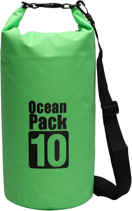 Waterproof Dry Bag 10L Custom PVC Sack Rafting Camping Hiking Backpack Kayak Sport Beach Gear Dry Bag (Green)