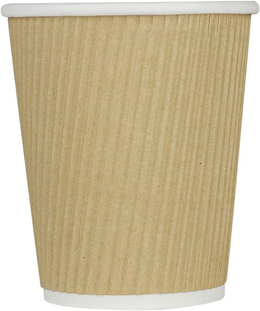 Karat 8 oz Ripple Insulated Coffee Cup [500 Count] Disposable Paper Hot Cup, Sturdy and Leak Proof, 80mm, No Lids