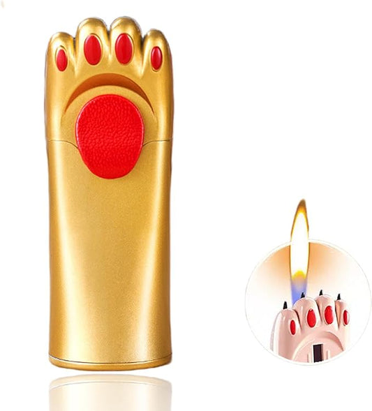 Cat Paw Cute Butane Lighters Refillable, Pretty Aesthetic Novelty Lighter, Unique Gifts for Women Fireplace Candles Camping BBQ (No Butane Fuel) (Gold)