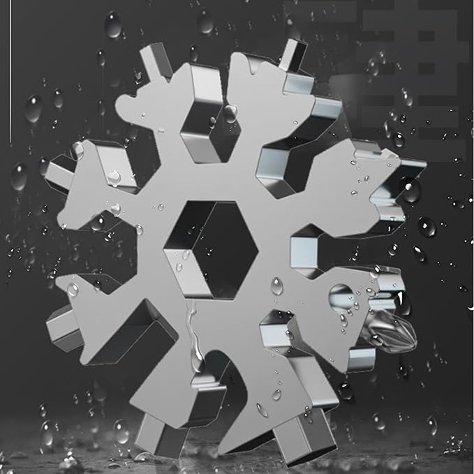 9 Pieces Snowflake Multi Tool Stainless Steel 18-in-1 Snowflake Screwdriver Multitool Bottle Opener Wrench Mens Gifts for Christmas