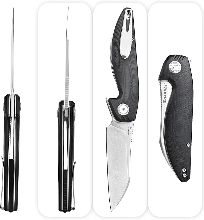 Parrot Folding Pocket Knife with Clip and Blade Lock, 8.4" EDC Folding Knife with Sweatproof G10 handle and 14C28N Stainless Blade (Black)