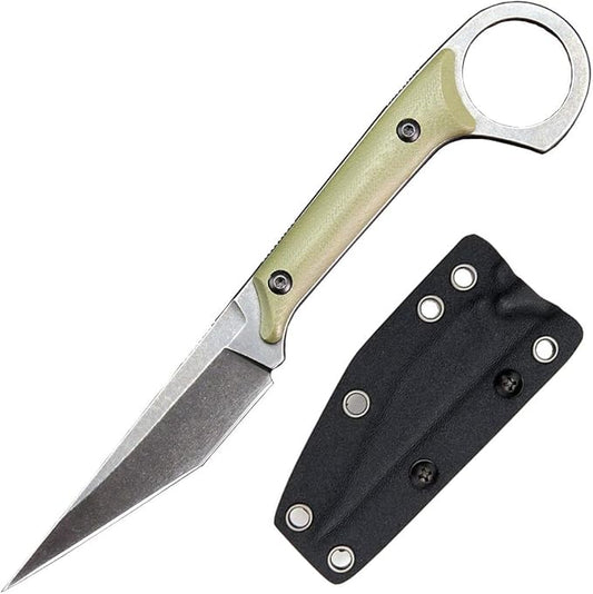 GTK140 Fixed Blade Knife, D2 Steel Blade G10 Handle EDC Tool Knife for Outdoor Camping Hiking Hunting (Army Green)