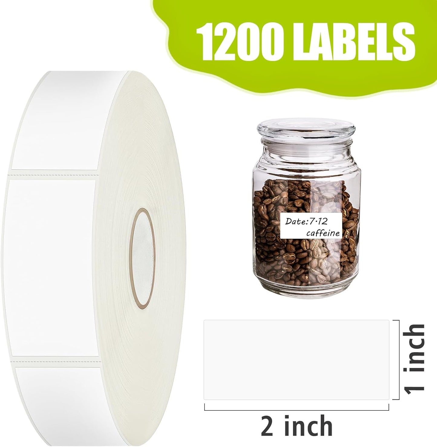 1200 Blank Removable Freezer Labels Water Oil Resistant with Perforation Line for Easy Distribution and Use,Apply Food containers Jars,and Kitchen Pantry Organization (1 "x 2")