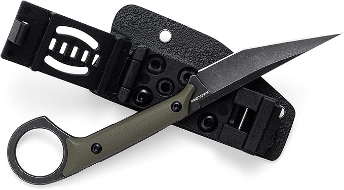 KS527 Fixed Blade Knife, D2 Blade G10 Handle for Men Women, with Kydex Sheath, Utility Knife for EDC Survival Hiking Camping Outdoor Everyday (Green)