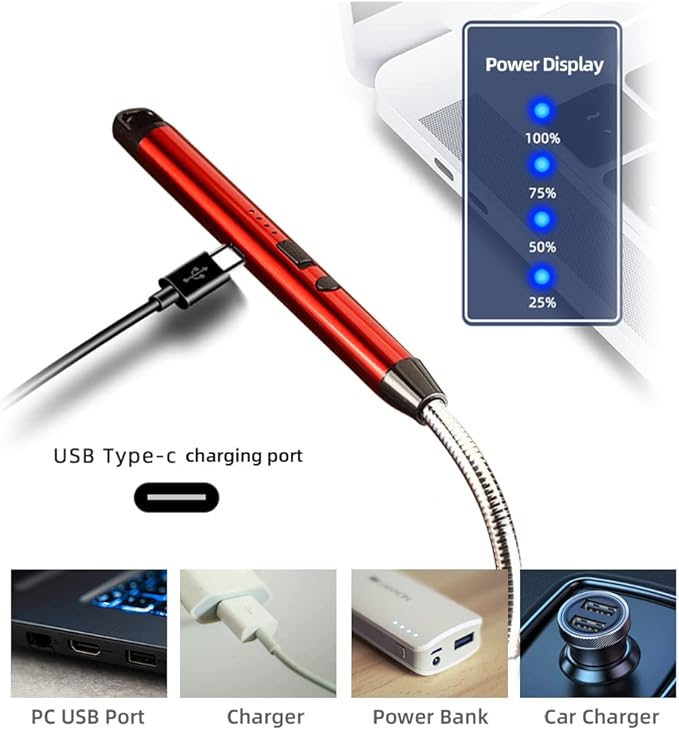 3 Pack Candle Lighter,Arc Lighter with USB Charging,Flameless Windproof,LED Battery Display,Safety Switch,Rotate 360 Degrees,for Aromatherapy,Candles,BBQ,Camping. (Pink&Red&Gold)
