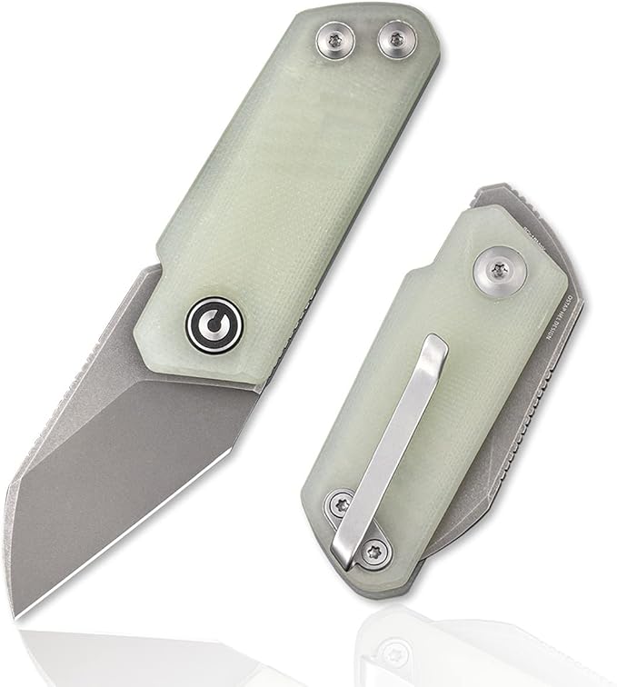 CIVIVI Ki-V Front Flipper Pocket Knife, Double Detent Slip Joint Small Folding Knife with Deep Carry Pocket Clip For Easy EDC C2108A (Natural)