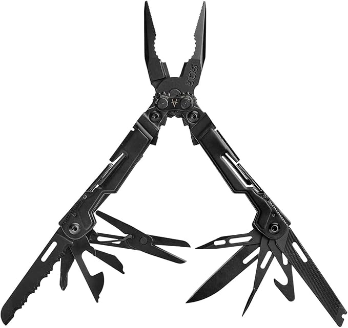 SOG PowerPint Mini Compact Stainless Steel Multi-Tool, 18 Lightweight Specialty Tools & SOG Multitool Pliers Pocket Knife, Black