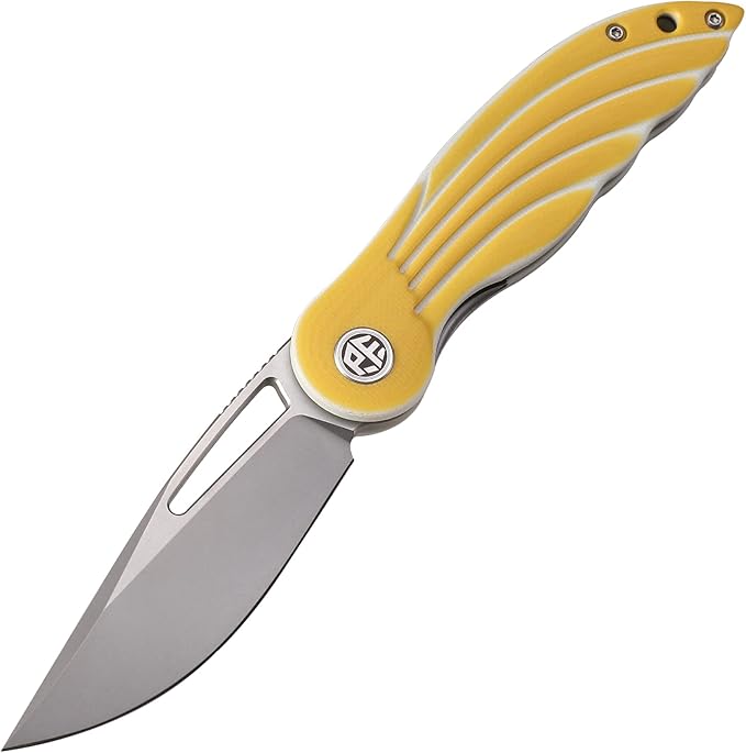 Petrified fish PFE06 Nightingale,3.07" 14C28N Blade,87g G10 Handle Front Flipper Liner lock Folding knife (Yellow)