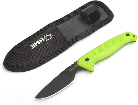 HME Fixed Stainless Steel Caping Black Oxide 2.5" Blade Knife with Heavy-Duty Nylon Sheath for Hunting, Camping, Backpacking