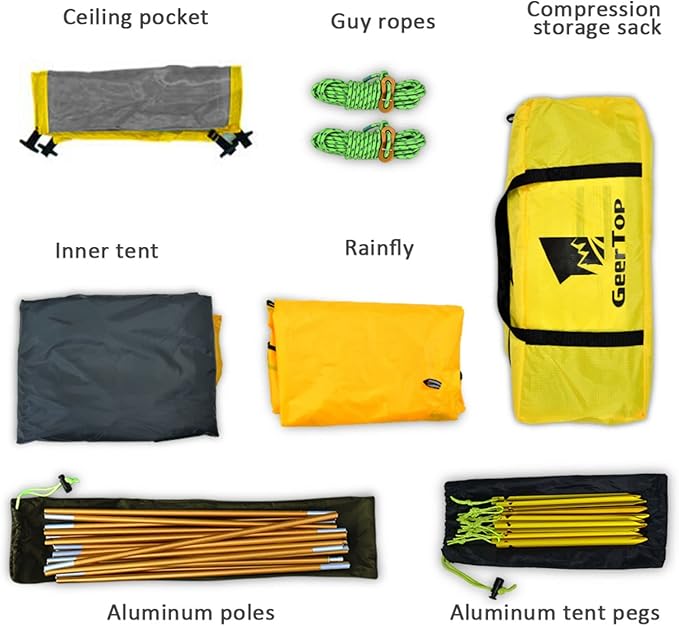 GEERTOP Ultralight 2 Person Backpacking Tent 4 Season Waterproof Camping Tent Double Layer Cold Weather Easy Set Up Tents for Family Camp, Hiking, Hunting Outdoor Mountaineering Travel