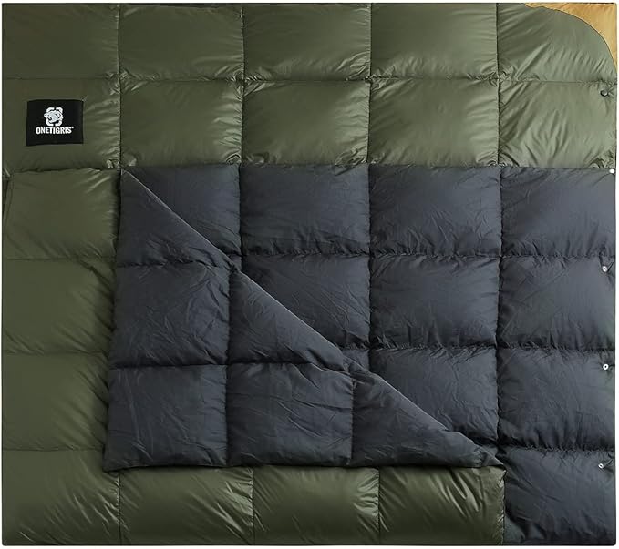 OneTigris Down Camping Blanket 2 Person -Warm, Lightweight, Packable, Puffy Outdoor Travel Blanket for Cold Weather Backpacking Hiking Stadium Gardening Beach Picnic Quilt