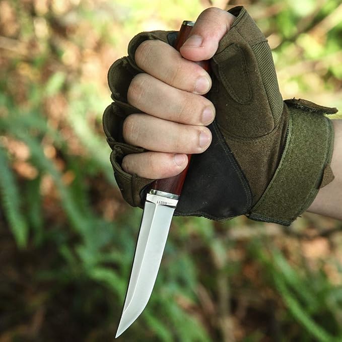 Fixed Blade Hunting Knife with Rosewood Handle Stainless Steel Outdoor Tools Gifts for Hunters and Outdoorsmen
