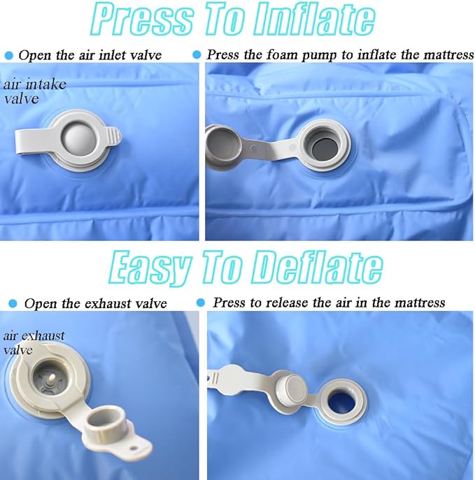 Sleeping Pad for Camping, Inflatable Sleeping Mat with Pillow, Camping Pad with Built-in Foot Pump, Lightweight Camping Mattress Pad for Car Camping, Backpacking, Tent and Hiking (Single (Blue))