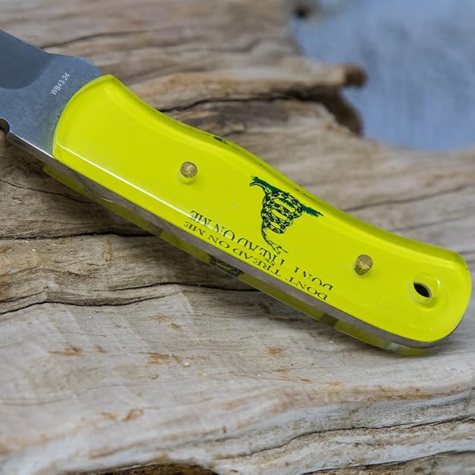 WHISKEY BENT HAT CO. Skinner 440 Steel Fixed Blade Knife w/Leather Sheath (Don't Tread)