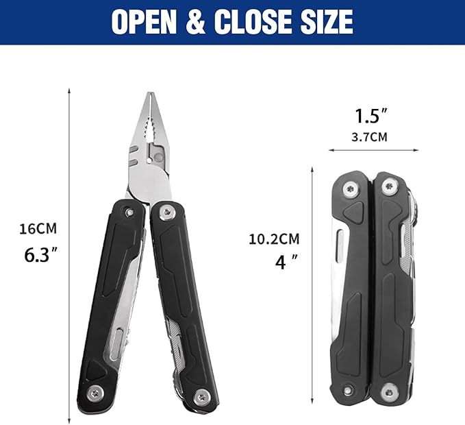 Multitool Pliers Pocket Knife Camping Tool Hiking Gear 17 in 1 Multi Tool,Foldable Stainless Steel Multi-Plier Multi-tool for Survival, Camping, Hunting, Fishing, Hiking