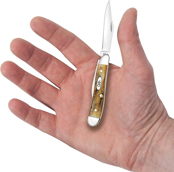 Case WR XX Pocket Knife Indian Sambar Stag Peanut Item #048 - (5220 SS) - Length Closed: 2 7/8 Inches