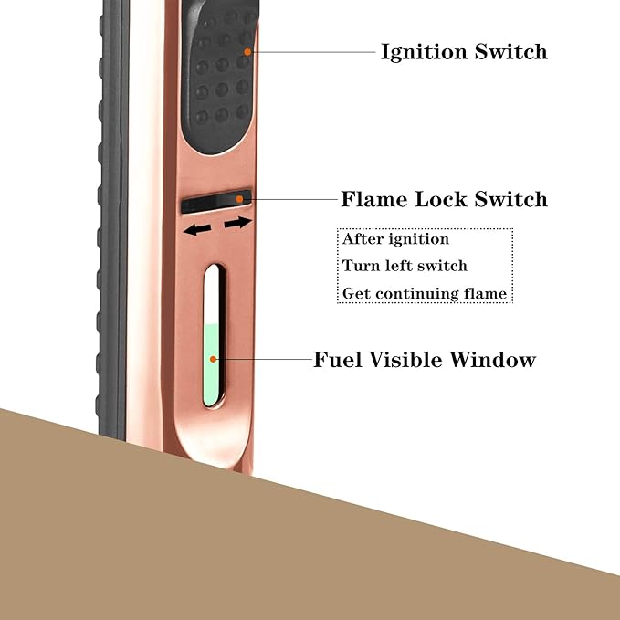 Yeuligo Torch Lighters, 7.6in Long Butane Lighter with Visible Window, Adjustable and Refillable Lighter for Kitchen Fireplace Camping Candle Grill BBQ Fireworks. Black (Gas Not Included)