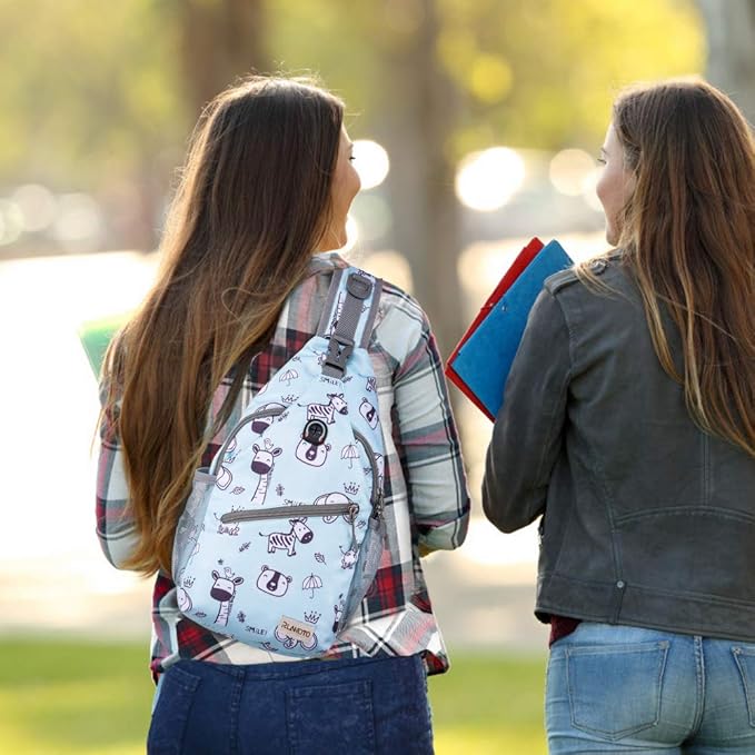 ZOMAKE Sling Bag for Women Men, Small Crossbody Sling Backpack, Mini Water Resistant Shoulder Daypack for Travel, Anti Thief Chest Bag for Hiking, Sports(Zoo Blue)