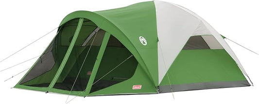 Coleman Evanston Tent with Screen Room 6/8 Person Weatherproof Tent Sets Up in 15 Mins Included Rainfly & Carry Bag Made of PFAS-Free Materials