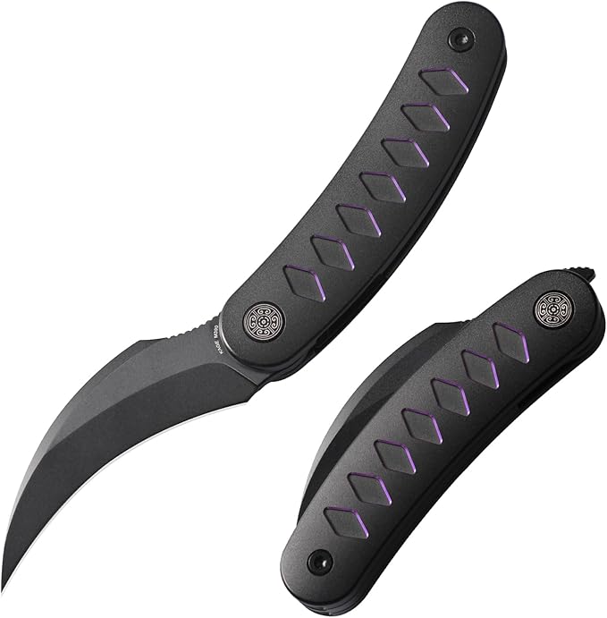 Knife Kage-C03 Front Flipper Knife,2.52" M390 Stonewashed Blade Pocket Knife,3.39" 6AL4V Titanium Handle,Ceramic Ball Bearing with Liner Lock,Outdoor Folding Knife (Purple)