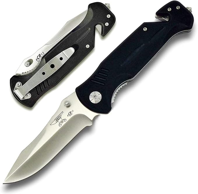 BULLSHARK - Folding Pocket Knife - Straight Blade Silver - Manual Open