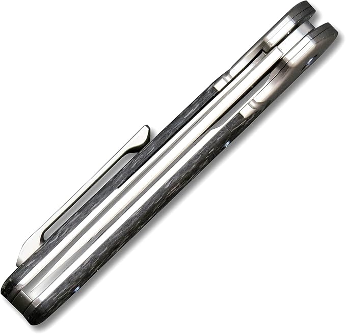 Sitivien ST252 Damascus Steel Folding Knife,Damascus Blade,Titanium Carbon Fiber Handle EDC Knife for Outdoor Camping Hiking(Gray) …