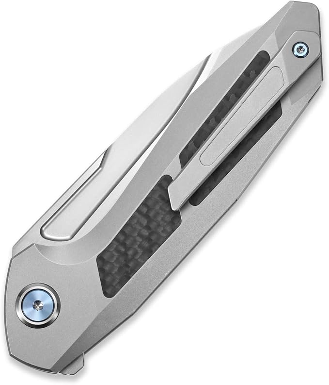 Sitivien ST996 Folding Knife,Handmade M390 Pearlescent Polishing Blade,Titanium & Carbon Fiber Handle Pocket Knife for Outdoor Camping,Hiking,Hunting(Gray)