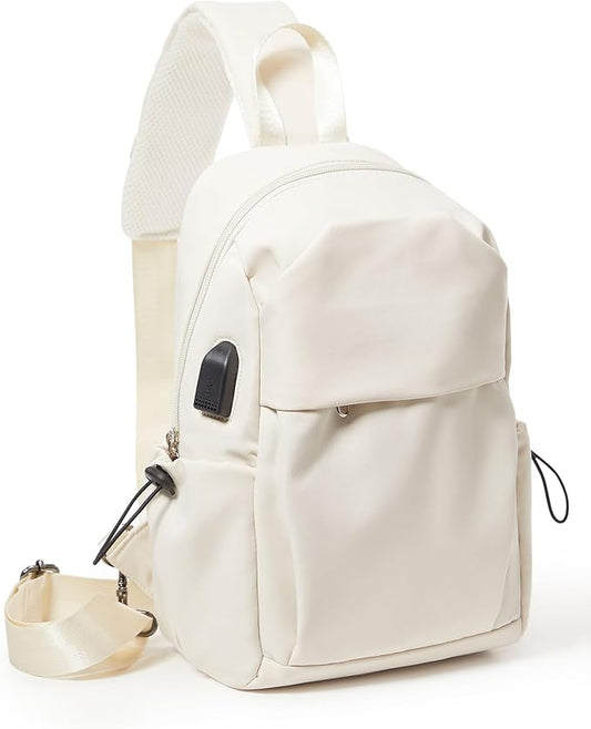 SEAFEW Tactical Backpacks Small Sling Bag Crossbody Backpack Shoulder Bag for Men Women, Multipurpose Anti-Theft Cross Body Chest Bags, One Strap Backpack for Walking Biking Travel Cycling Off White