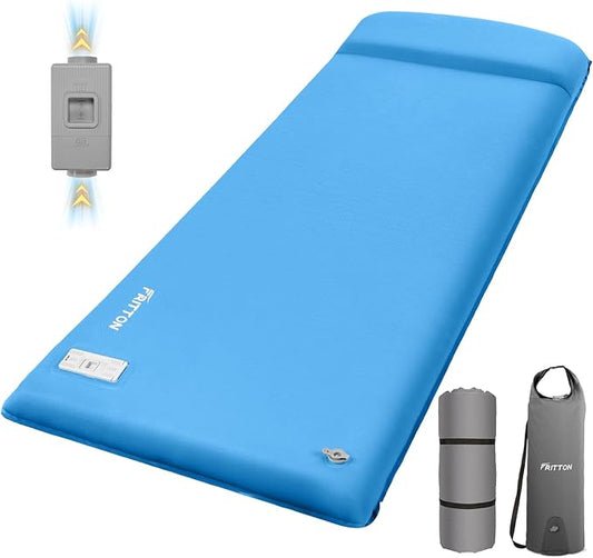 Self Inflating Sleeping Pad with Built-in Electric Pump, 3.15” Thick Memory Foam Camping Mattress, Fast Inflating Camping Sleeping Pad with Pillow, 4 Season Insulated Sleeping Pad for Camping, Tent