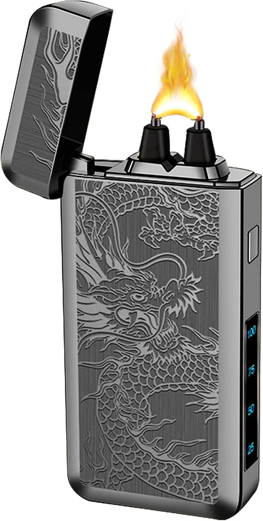 SKRFIRE Plasma Lighters Rechargeable Dragon USB Lighters, Electric Lighter Windproof Electronic Arc Flame Lighter with LED Power Display for Candle, Incense, Gifts for Men, Women(Black Dragon)