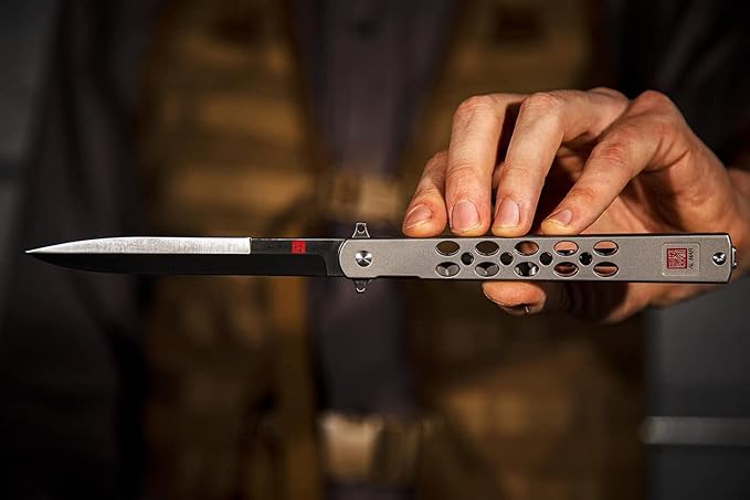 Al Mar Knives Slimline Ultralight 5.0" Blade Titanium Handle Folding Knife, Titanium