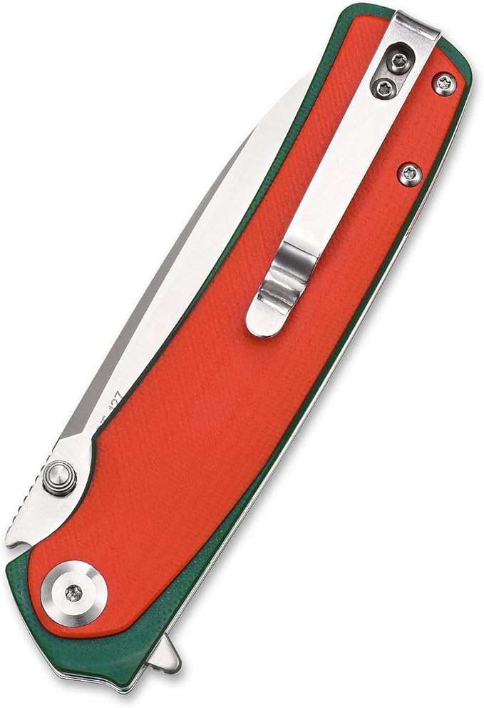 Sitivien ST127 Folding Knife,D2 blade, G10 Handle,Ball Bearings Pivot, Flipper Opening Knife with Reversible Deep Carry Clip for Outdoor EDC Tool Knife(Red)