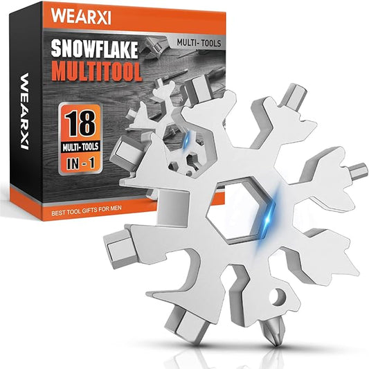 Gifts for Men, Stocking Stuffers for Men, 18 in 1 Snowflake Multitool, Christmas Gifts for Men, Gfits for Dad, Dad Gifts for Men Who Want Nothing, Cool Gadgets for Mens Gifts, Camping Essentials