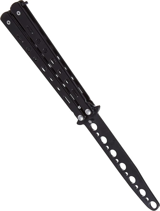 Generic Metal Practice Butterfly Comb Style Knife Trainer Tool Dull Black
