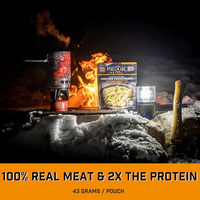 Peak Refuel Chicken Pesto Pasta | Freeze Dried Backpacking and Camping Food | Amazing Taste | High Protein | Real Meat | Quick Prep (6-Pack)