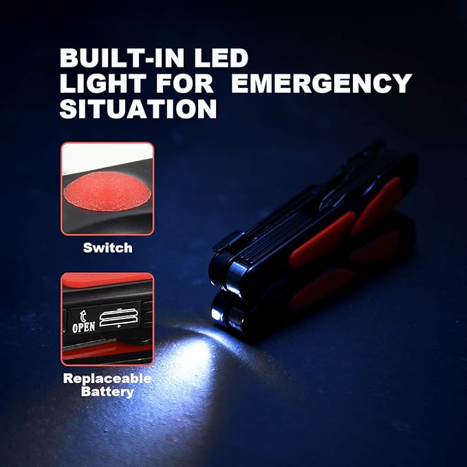 BIBURY Multitool Pliers, 14 in 1 Multi Tool with Flashlight, Scissors, Knife, Stainless Steel Pocket Knife Multifunctional EDC Tool for Camping, Survival, Fishing, Hiking, Hunting