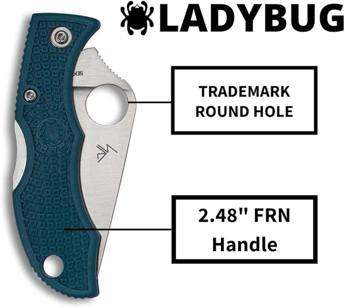 Spyderco Ladybug 3 Lightweight Knife with 1.97" K390 Premium Stainless Steel Blade and Durable Blue FRN Handle - PlainEdge - LFP3K390