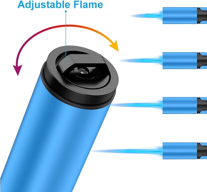 Torch Lighters, 4 Pack, Butane Lighters, Adjustable Flame Windproof Butane Refillable Gas, Long Lighters for Candle, Grill, BBQ, Fireworks, Camping (Butane Not Included)