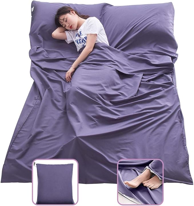 Sleeping Bag Liner Lightweight Compact Sleeping Bag Sack Portable Clean Travel Sheet Camping Sleep Sheet for Backpacking Hotel Hiking